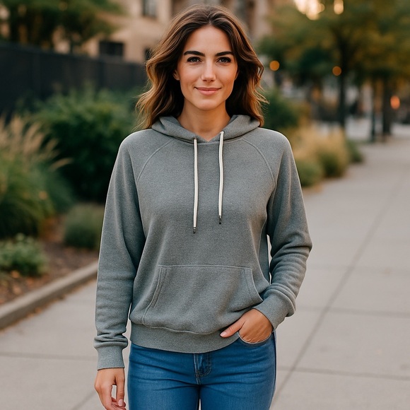 J. Crew Tops - J. Crew Gray Pullover Hoodie with White Stitching